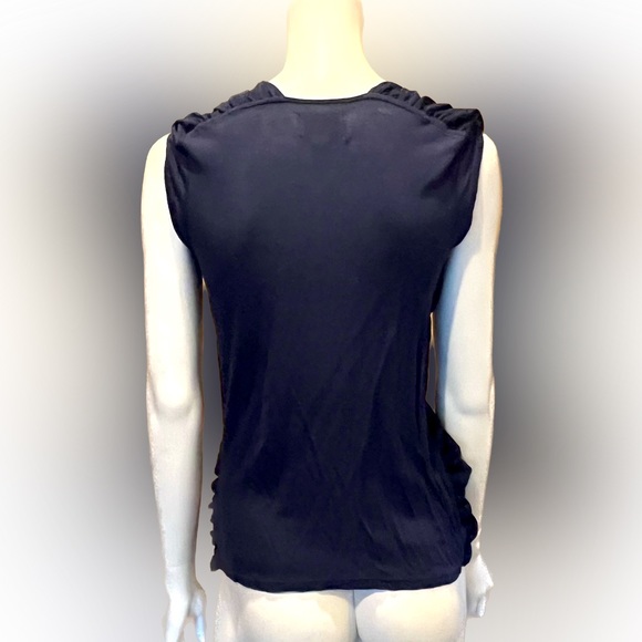 Anthropologie Deletta Sleeveless Shirt Rosette Flower Draped Chiffon-Like Size S - Picture 3 of 11